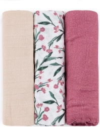 Bambusové mušelínové pleny Petite&Mars Moussy pink meadow 68 × 68 cm (3 ks)