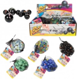 Sada skleněných kuliček 40 ks různých barev v síťce