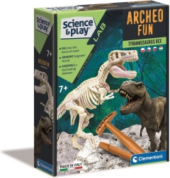 Clementoni Science & Play Archeo Fun: tyrannosaurus rex – archeologická sada se svítící kostrou