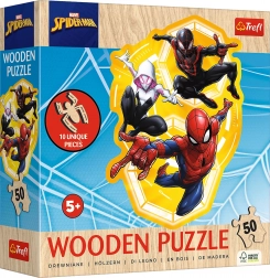 Dřevěné puzzle s nepravidelnými tvary SPIDER-MAN, 50 dílků (19,7 × 26,6 cm)