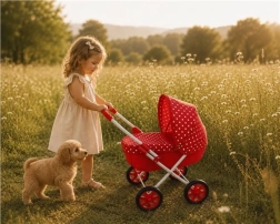 New Baby dětský kočárek pro panenky Anička červený