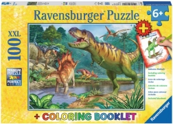 Puzzle pravěký svět dinosaurů XXL 100 dílků + omalovánky RAVENSBURGER