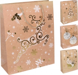 Dárková taška M 26 × 32 × 10 cm vánoční motivy