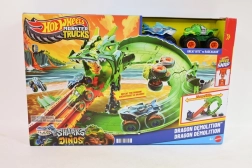 Hot Wheels monster trucky smocí závodní dráha se 2 auty