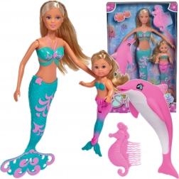 Steffi Love Mermaid Friends – set loutek mořských víl Steffi a Evi s delfínem a hřebínkem