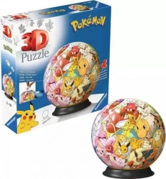 3D puzzle koule POKÉMON – 72 dílků na podstavci