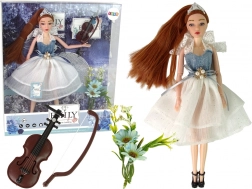 Panenka EMILY s houslemi a květinami