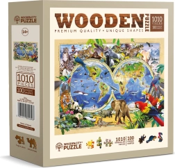 Dřevěné puzzle mapa světa zvířat 1010 dílků WOODEN CITY