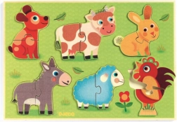 Dřevěné puzzle Na dvorku od Djeco