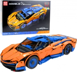 Stavebnice dálkově ovládané sportovní auto, 1883 dílků – modro‑oranžové