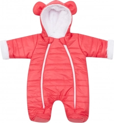 Zimní kojenecká kombinéza s oušky New Baby Pumi red raspberry 68