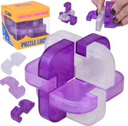 Logická 3D hlavolam Puzzle Lock – fialová kostka