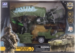 Vojenská sada s parašutistou, jeepem a vodním skútrem