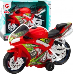 Závodní motorka hračka s efekty světel a zvuků červená