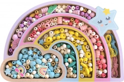 Dřevěné pastelové korálky Duha, 330 ks