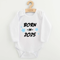 Kojenecké body s potiskem New Baby Born in 2025, modré, vel. 62 (3–6 měsíců)