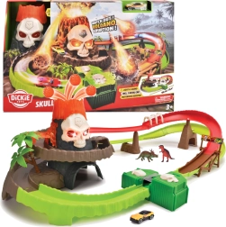 Dickie Toys závodní dráha Vulkán lebky se světly a zvuky + kovové autíčko 1:64