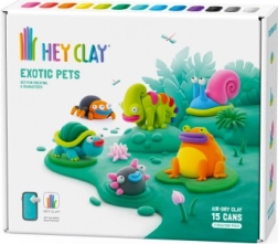 Hey Clay plastelína – exotická zvířata, sada 15 kelímků