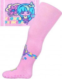 Bavlněné punčocháče s ABS New Baby – světle růžové Flower Princess