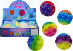 Svítící mačkací a odrazová míček s důlky 7 cm, barevná
