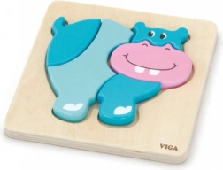 Dřevěné mini puzzle hroch Viga