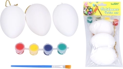 Vajíčka na vybarvení 5 × 8 cm, sada 3 ks s barvami a štětcem