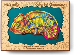Dřevěné puzzle chameleon
