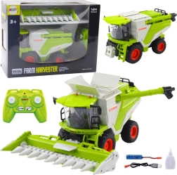 RC kombajn 2v1 s kukuřičným adaptérem, LED, zvuky a kouřovým efektem 2.4 GHz