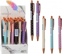 Kovové kuličkové pero s efektem šupin – modrý inkoust 1,0 mm, klikací mechanismus