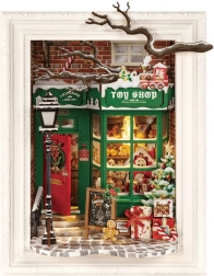 Rolife 3D dřevěné puzzle Santovo hračkářství s LED osvětlením