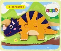 Dřevěné puzzle dinosauři – triceratops nebo ankylosaurus, oranžová