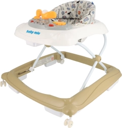 Dětské chodítko s multimediálním panelem BABY MIX, silikonová kolečka, cappuccino