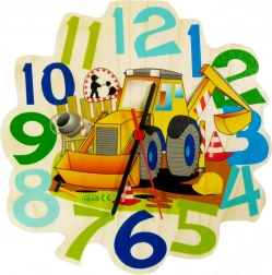 Hess Dětské dřevěné hodiny Bagr