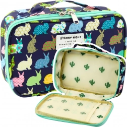 Školní penál organizér s kapsičkou modrý