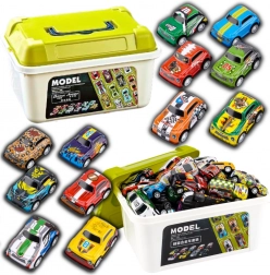 Sada kovových autíček v kufříku, barevná kolekce 30 ks
