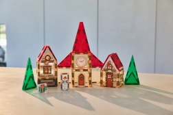 Cleverclixx magnetická stavebnice adventní kalendář Vánoční vesnička – 46 ks