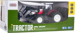 RC traktor s čelním nakladačem, červený 1:24