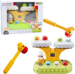 Interaktivní hra Whack‑a‑Mole pro děti s melodiemi a 7 rychlostmi