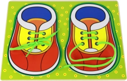 dřevěná vzdělávací hračka na učení zavazování tkaniček