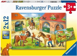 ravensburger puzzle prázdniny na statku s koňmi 2×12 dílků