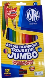 Trojhranné jumbo pastelky s ořezávátkem 12 ks ASTRA