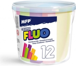 Chodníkové neonové křídy, kulaté, 12 ks, mix barev, kyblík