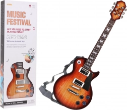 Dětská elektrická kytara se sluchátky a mikrofonem – Hnědá