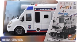 Šroubovací policejní auto na baterie s efekty a setrvačníkem
