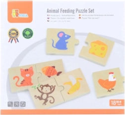 VIGA dřevěné puzzle nakrm zvířátko – co jedí zvířata, 24 dílků