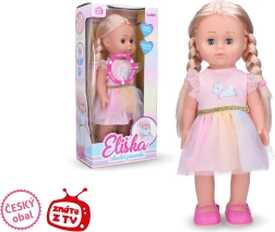 Eliška chodící panenka 41 cm v růžových šatech