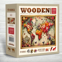 Dřevěné puzzle WOODEN CITY – barevná mapa, 1010 dílků