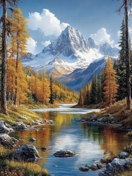 Diamantové malování horská krajina 30 × 40 cm