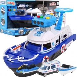 Interaktivní policejní loď 2v1 s úložným prostorem a světly a zvuky