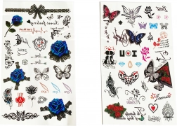 Dočasné tetovací samolepky pro holky – mix motivů, arch 25 cm